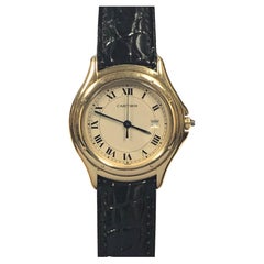 Vintage Cartier Cougar Yellow Gold Large Quartz Wrist Watch