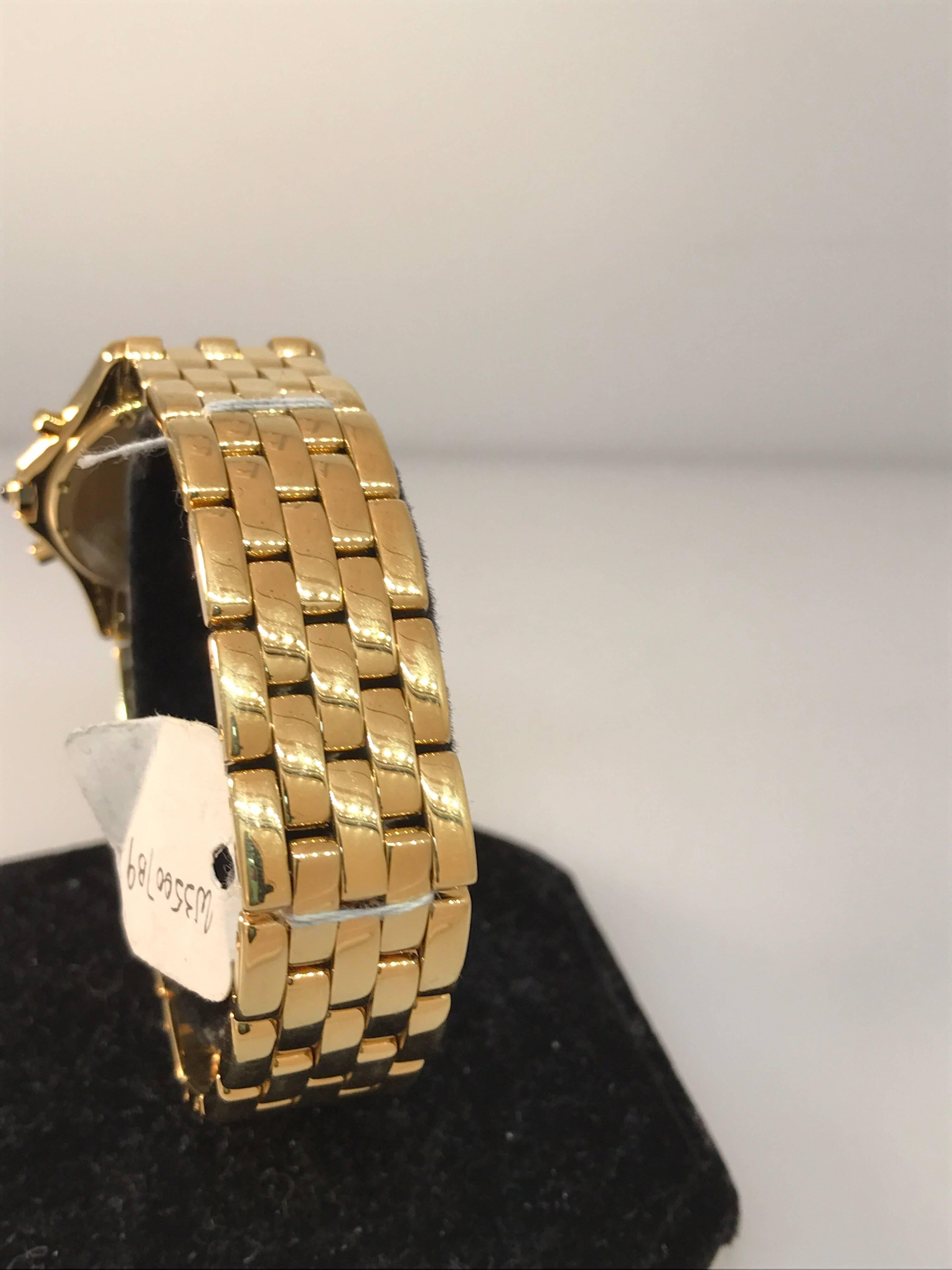 Cartier Cougar Yellow Gold Quartz Chronograph Silver Dial Bracelet Men's Watch For Sale 1