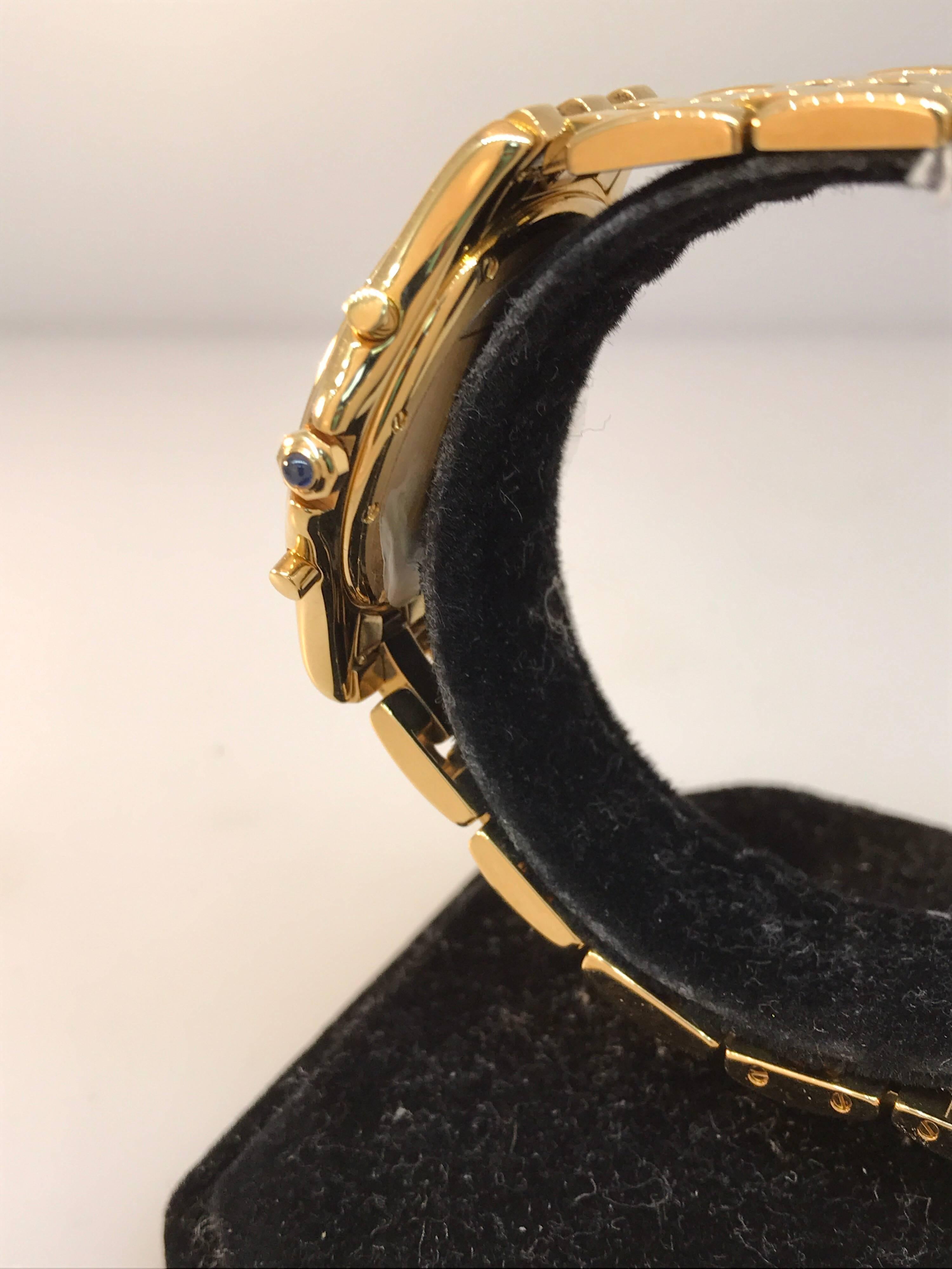 Cartier Cougar Yellow Gold Quartz Chronograph Silver Dial Bracelet Men's Watch For Sale 2