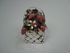 Cartier Country Chic Sterling Silver Basket with Enameled Strawberries