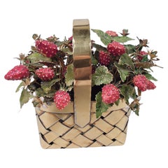 Cartier Country Chic Sterling Silver Basket with Enameled Strawberries