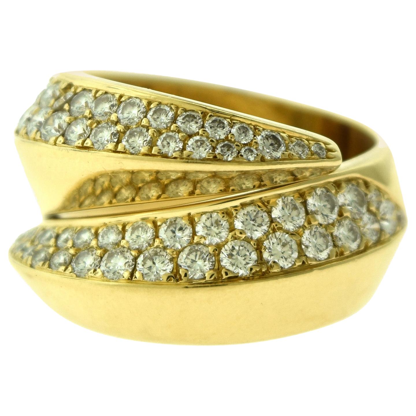 Cartier Coup d’Eclat Double Swirl Diamond Ring in Yellow Gold