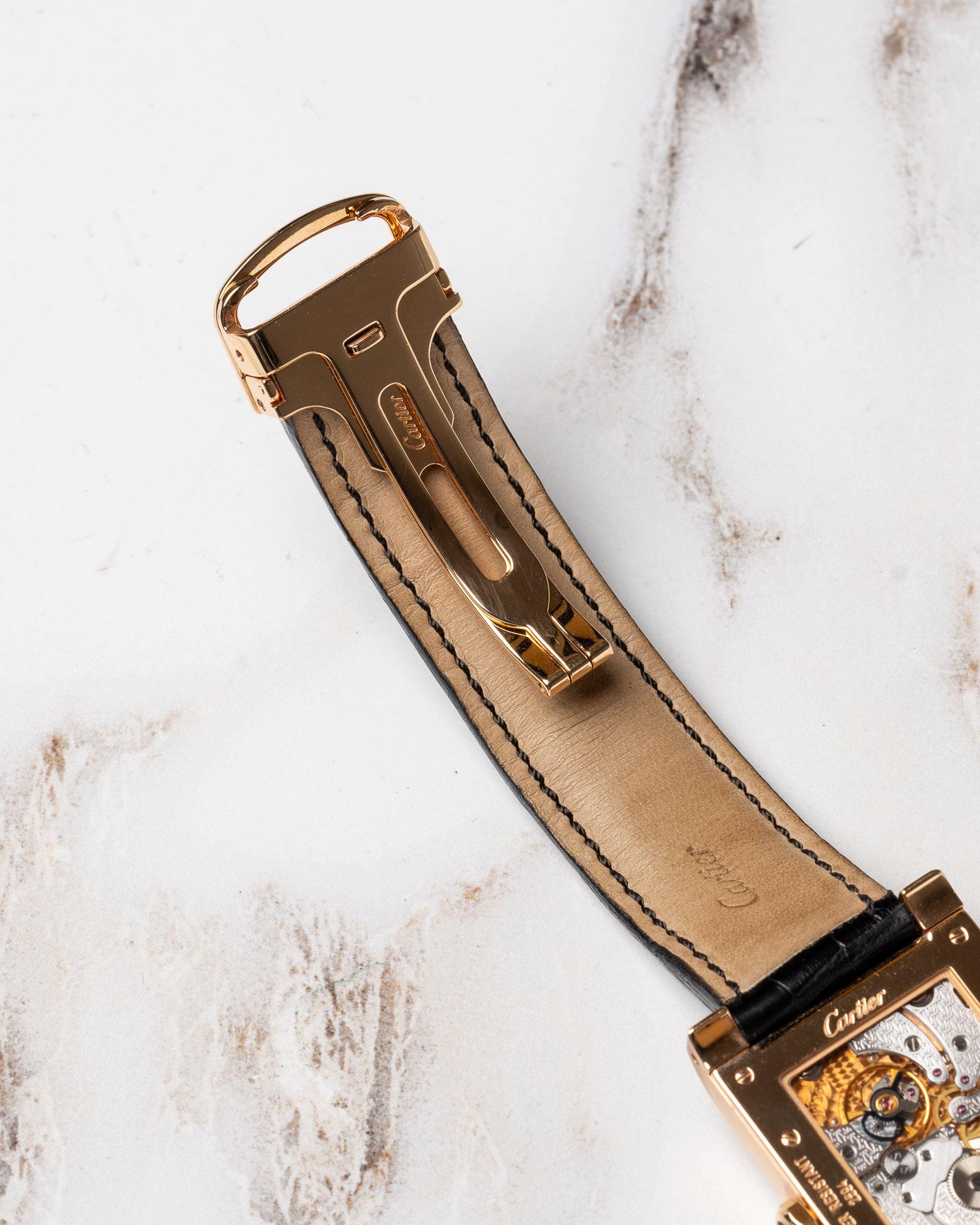 Cartier CPCP Tank à Vis 2594 Dual Time 18K RG 2000s im Angebot 1