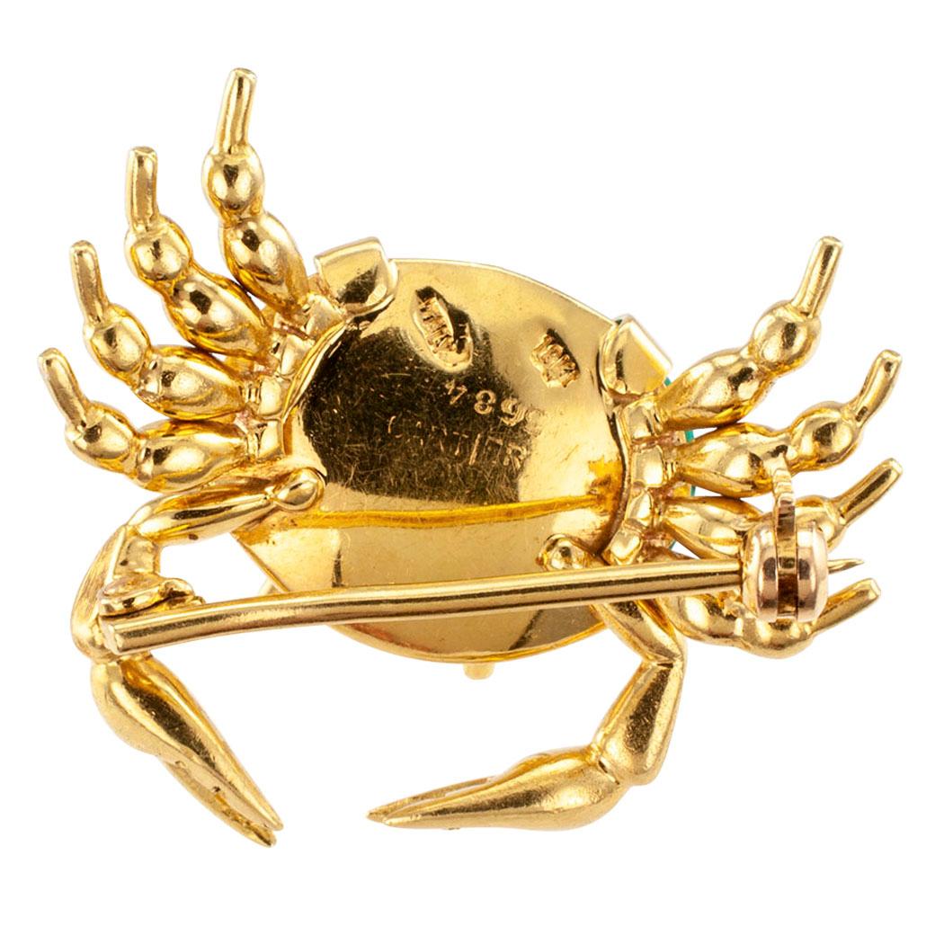 Modern Cartier Crab Turquoise Ruby Gold Brooch