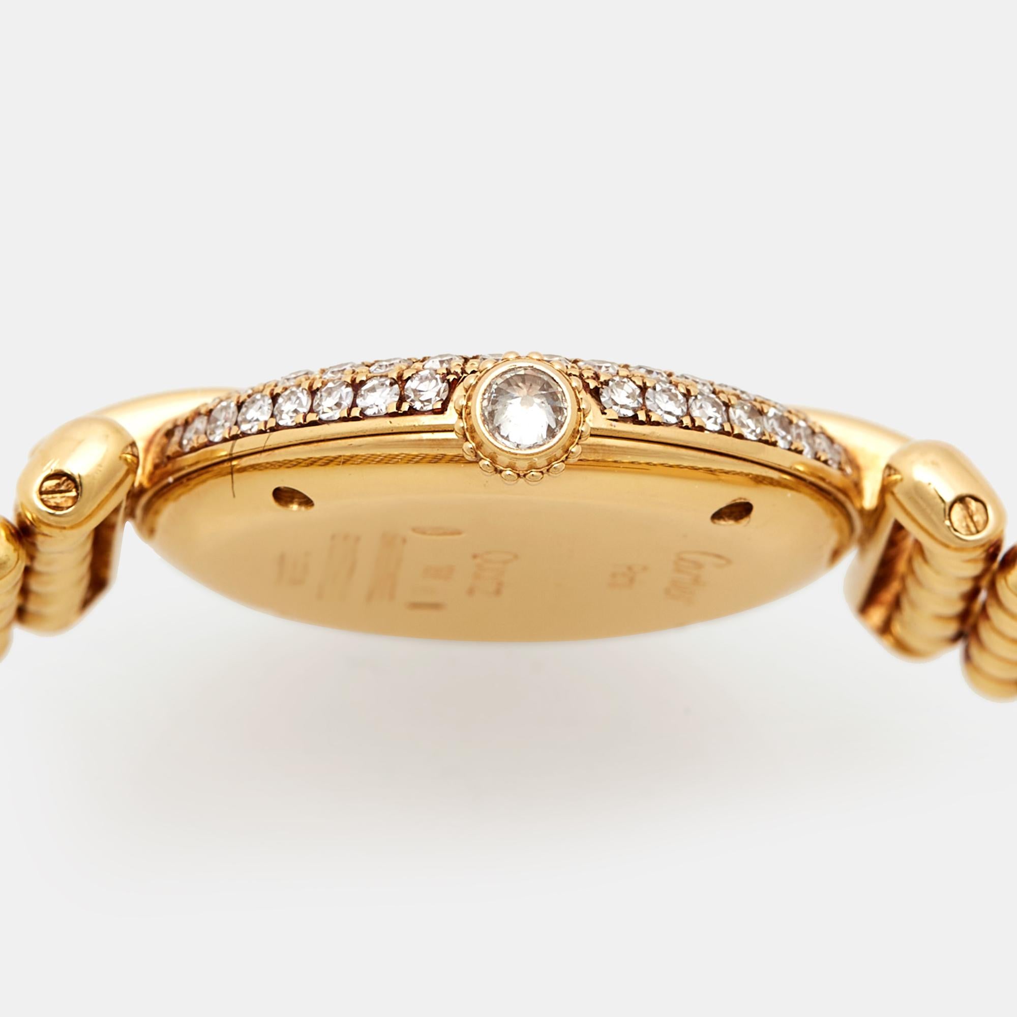 Cartier Cream 18k Yellow Gold Diamond Colisee 1628 Women's Wristwatch 24 mm In Good Condition In Dubai, Al Qouz 2