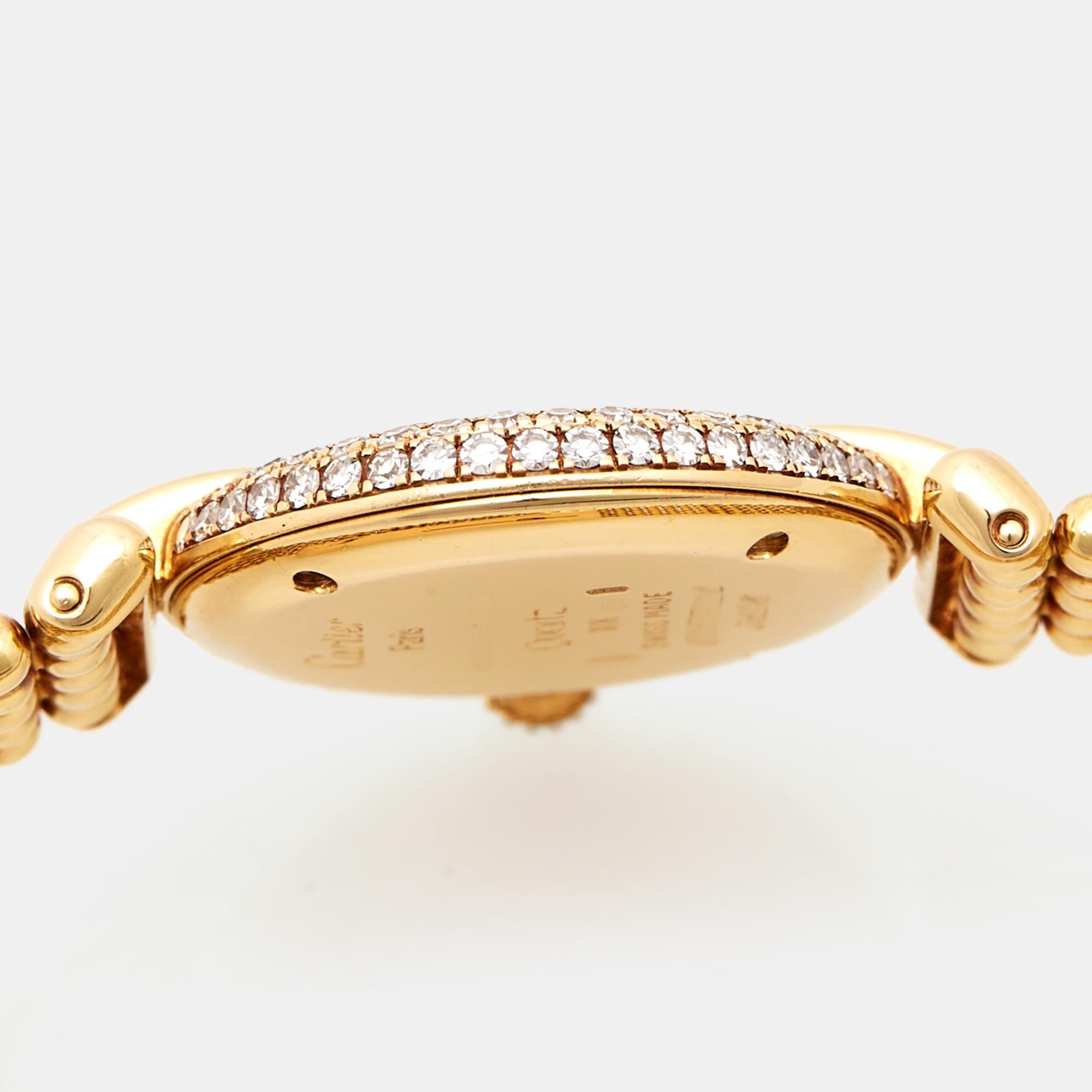 Cartier Cream 18k Yellow Gold Diamond Colisee 1628 Women's Wristwatch 24 mm 1