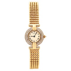 Cartier Montre-bracelet pour femme Colisee 1628 en or jaune 18 carats et diamants, couleur crème, 24 mm