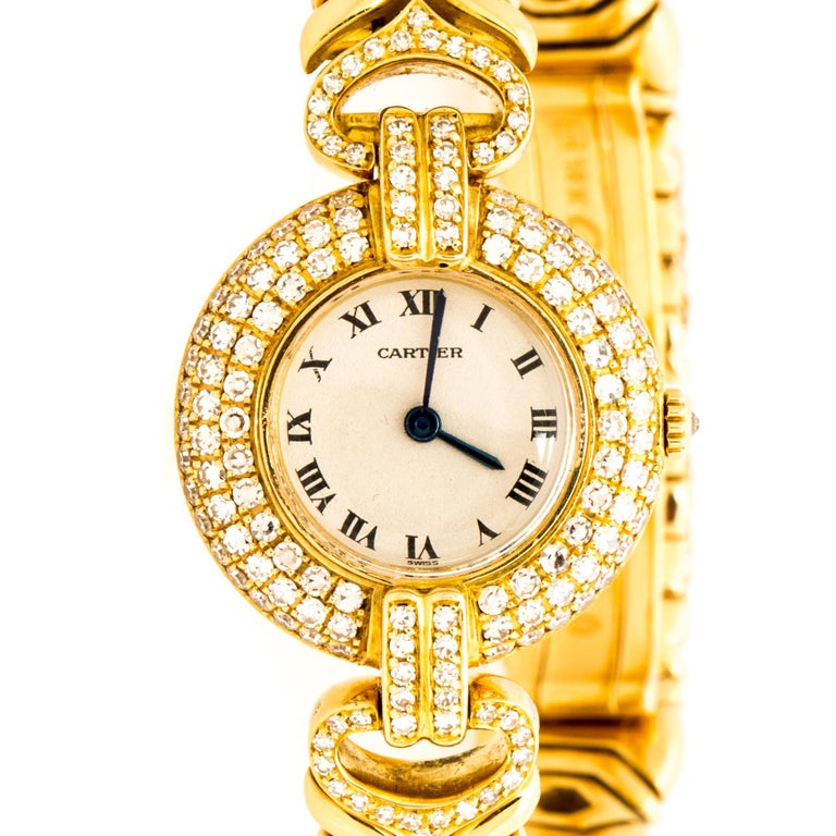 Cartier Cream 18K Yellow Gold Diamonds Rivoli Colisée 881092 Women's ...