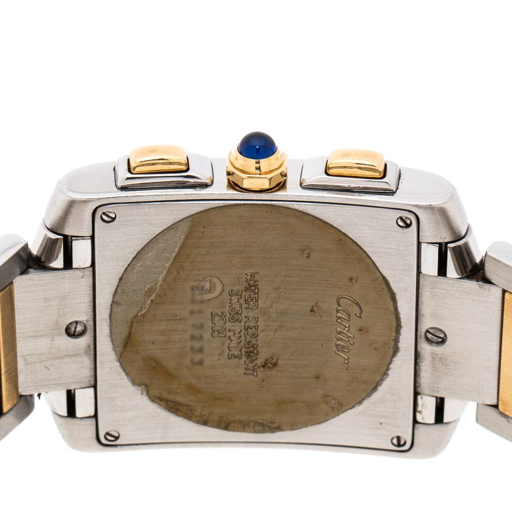 Contemporary Cartier Cream 18K Yellow Gold Francaise Chronoflex 2303 Men's Wristwatch 28mm