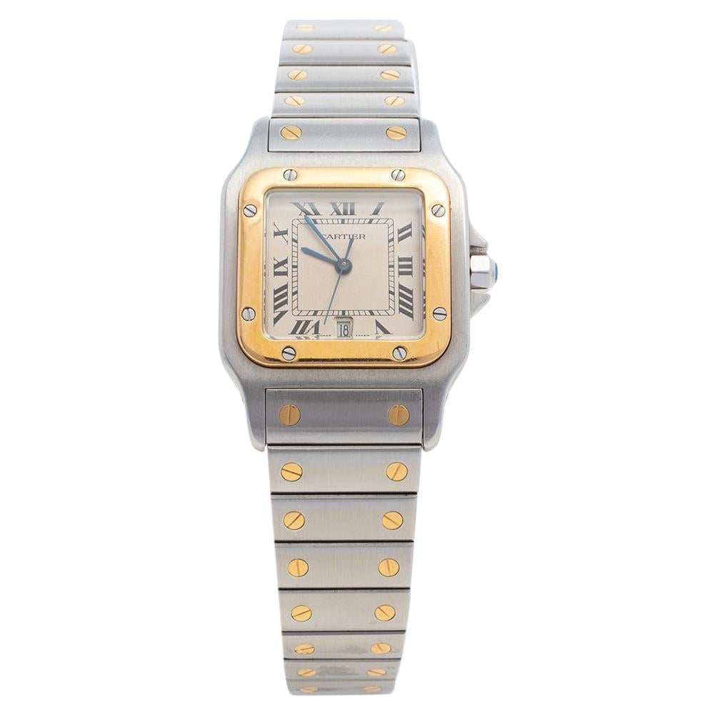 Cartier Cream 18K Yellow Gold Santos De Cartier Women Wristwatch 29 mm