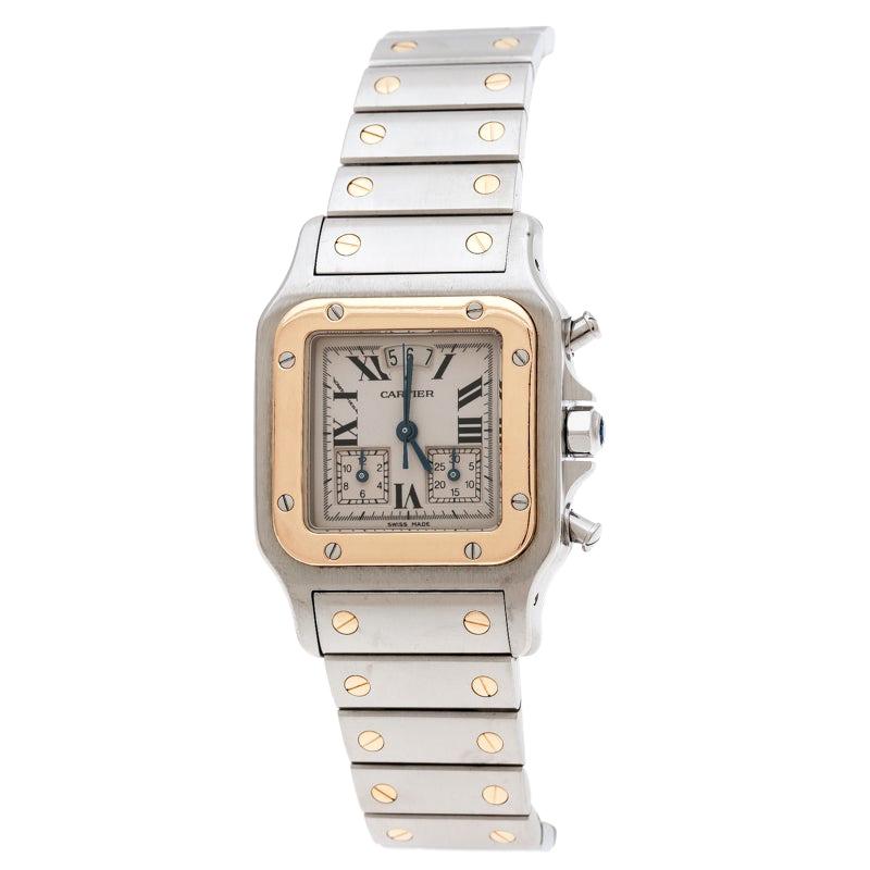 Cartier Cream 18K Yellow Gold Santos Galbée 2425 Women's Wristwatch 29 mm