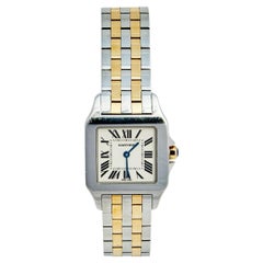 Cartier Cream 18k Yellow Gold Stainless Steel Santos Demoiselle 2701 Women's Wri