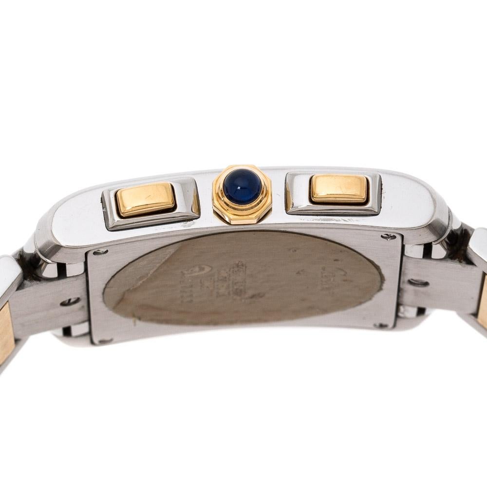 Contemporary Cartier Cream 18K Yellow Gold Tank Francaise Chronoflex Men's Wristwatch 28 mm