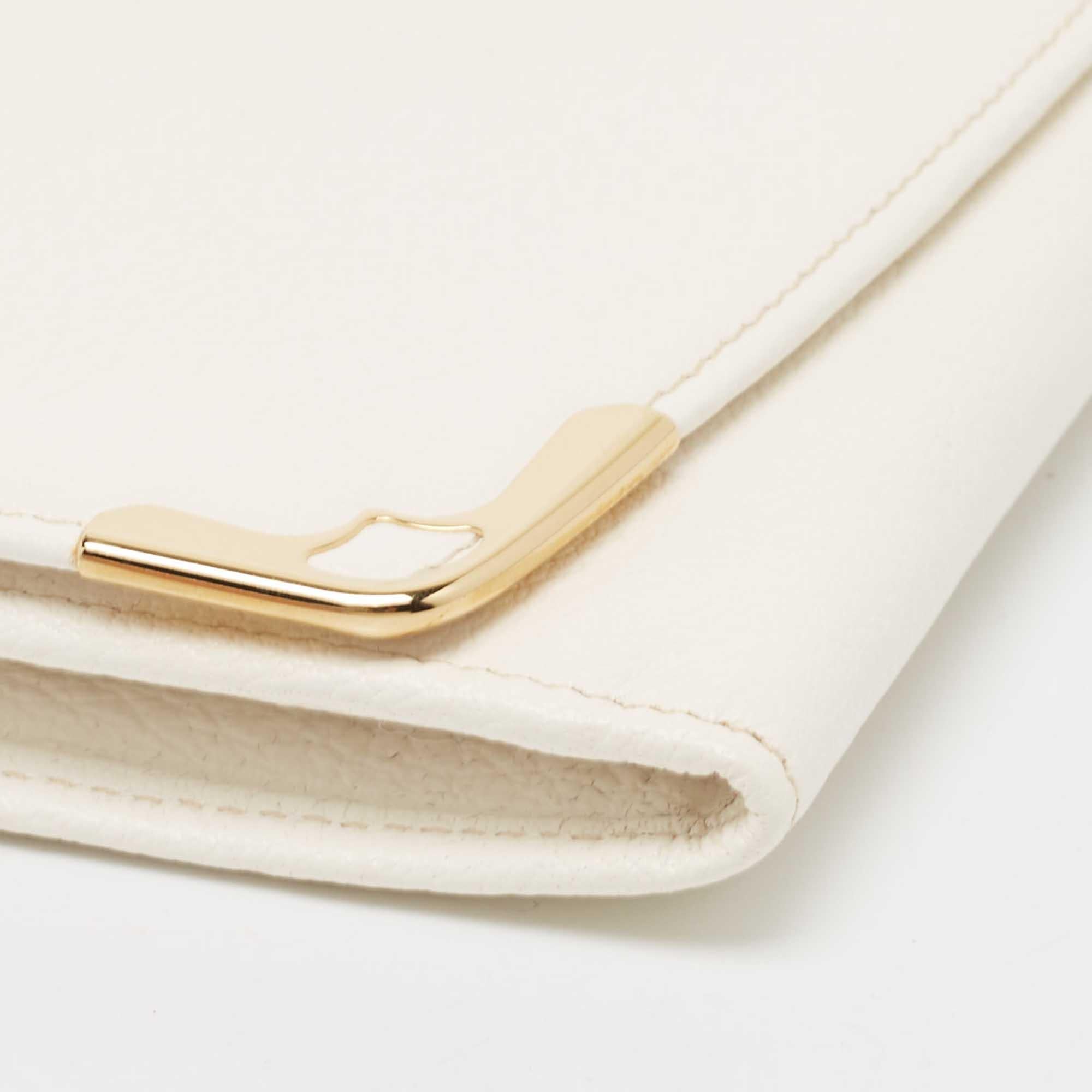 Cartier Cream Leather Marcello de Cartier Flap Wallet In Excellent Condition In Dubai, Al Qouz 2