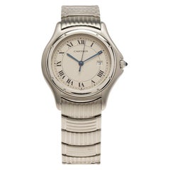 Cartier Cream Stainless Steel Cougar 987904 Mens Wristwatch 33 MM