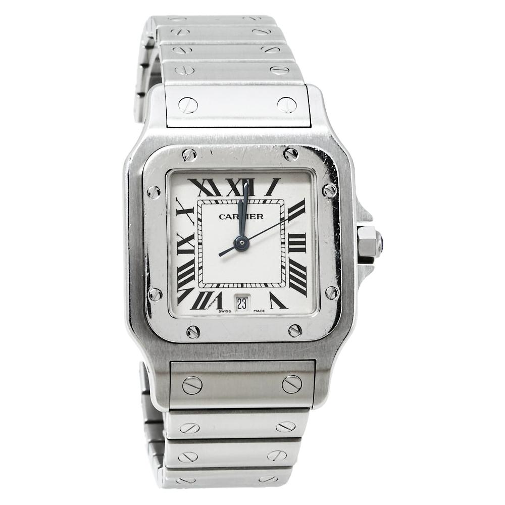 Cartier Cream Stainless Steel Santos 1564 Women's Wristwatch 29MM