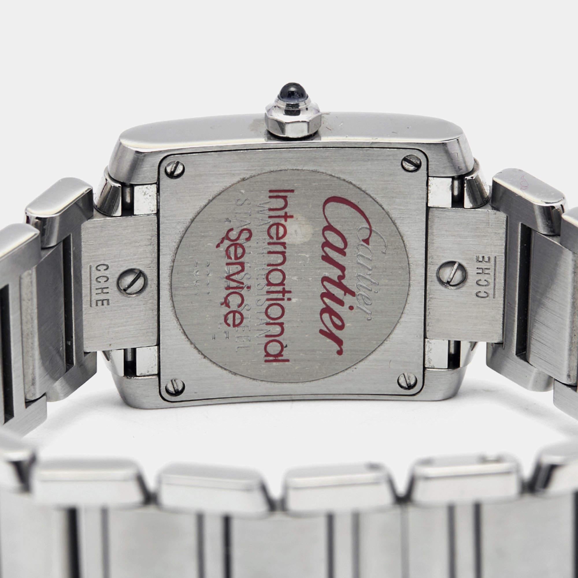 Contemporary Cartier Cream Stainless Steel Tank Française 2384 Women's Wristwatch 20 mm