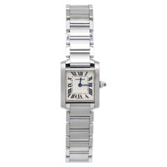 Cartier Cream Stainless Steel Tank Française 2384 Women's Wristwatch 20 mm