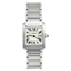 Cartier Cream Stainless Steel Tank Francaise 2465 Women's Wristwatch 25 mm