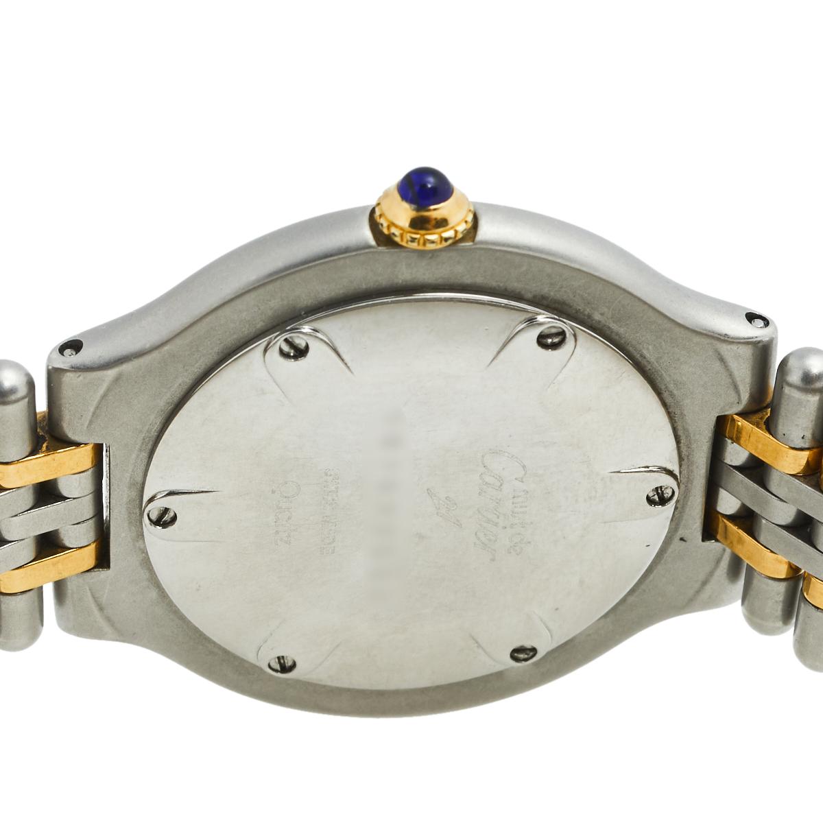 Contemporary Cartier Cream Two Tone Stainless Steel Must 21 Women's Wristwatch 31 mm