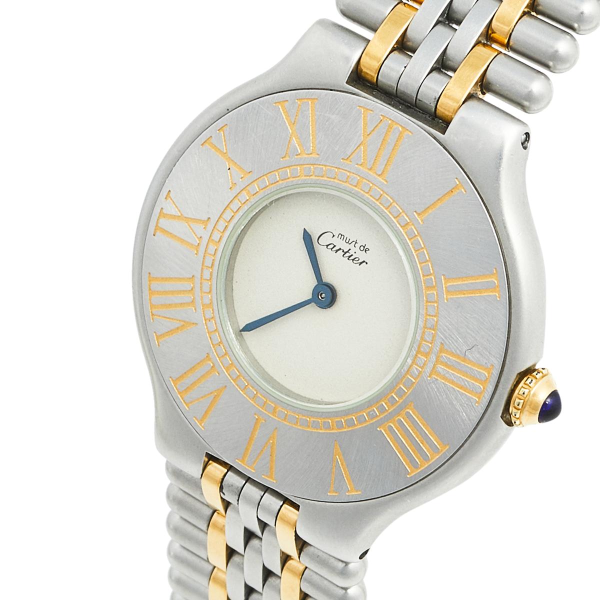 Cartier Cream Two Tone Stainless Steel Must 21 Women's Wristwatch 31 mm 3