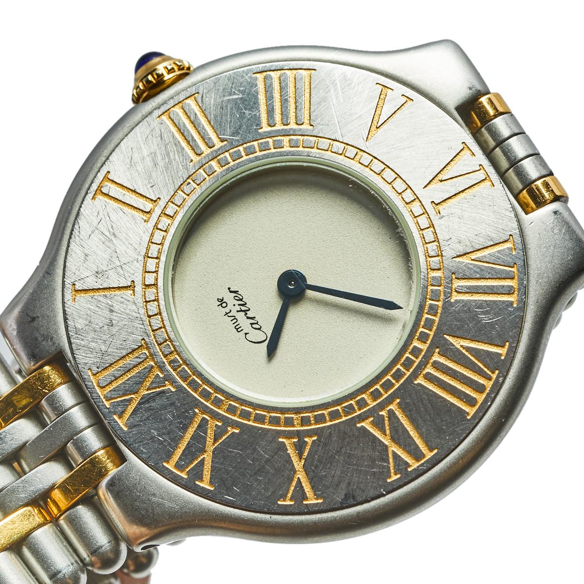 Cartier Cream Two Tone Stainless Steel Must 21 Women's Wristwatch 31 mm 4