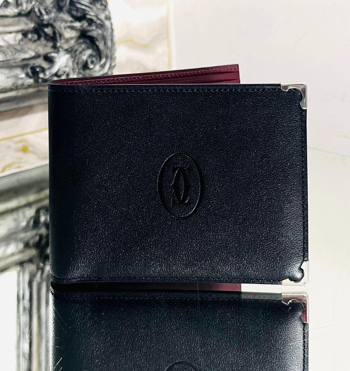 Black Cartier Credit Card Leather Wallet For Sale
