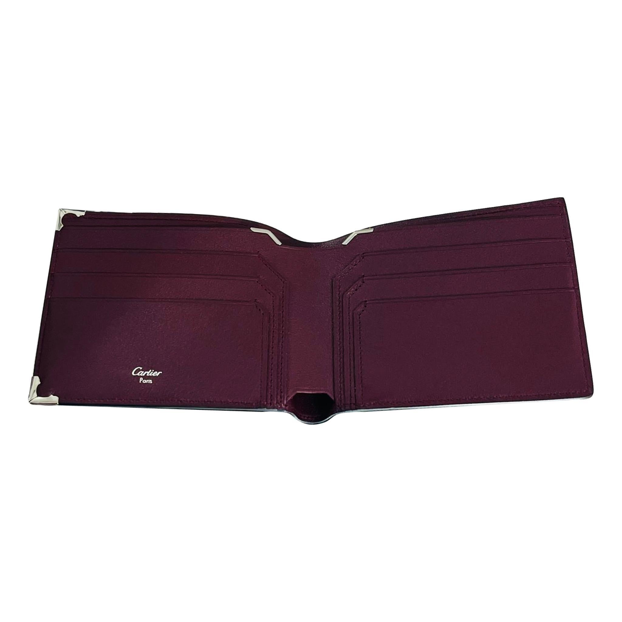 Black Cartier Credit Card Leather Wallet For Sale