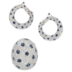 Boucles d'oreilles et bague "Créole" en diamants et saphirs de Cartier