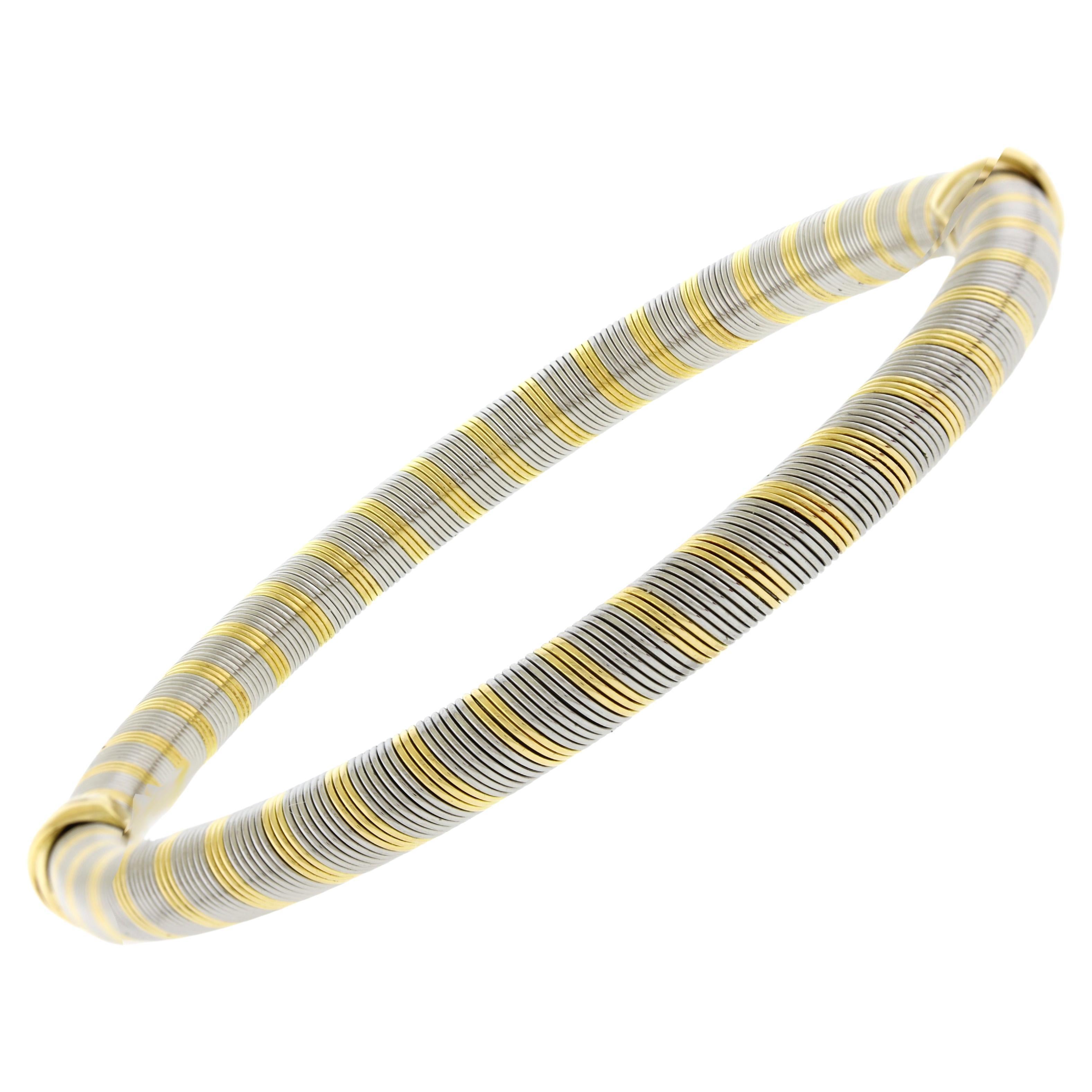 Cartier Créoles Trinity Motif Bangle Bracelet – 18K Gold & Steel