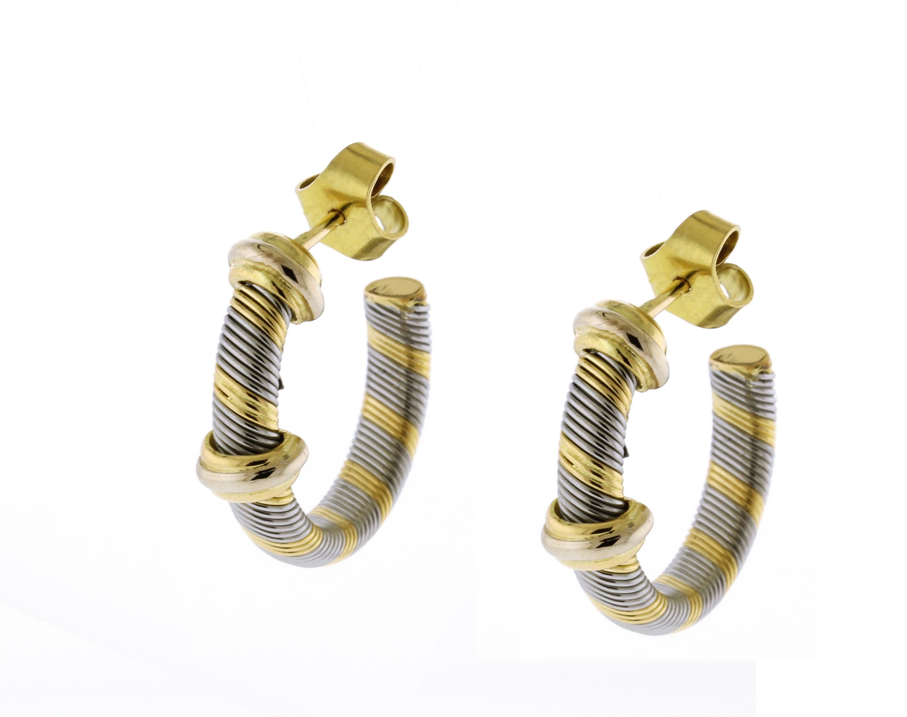 Femenino o masculino Pendientes de aro Cartier Créoles Motivo Trinidad en oro de 18 quilates y acero en venta