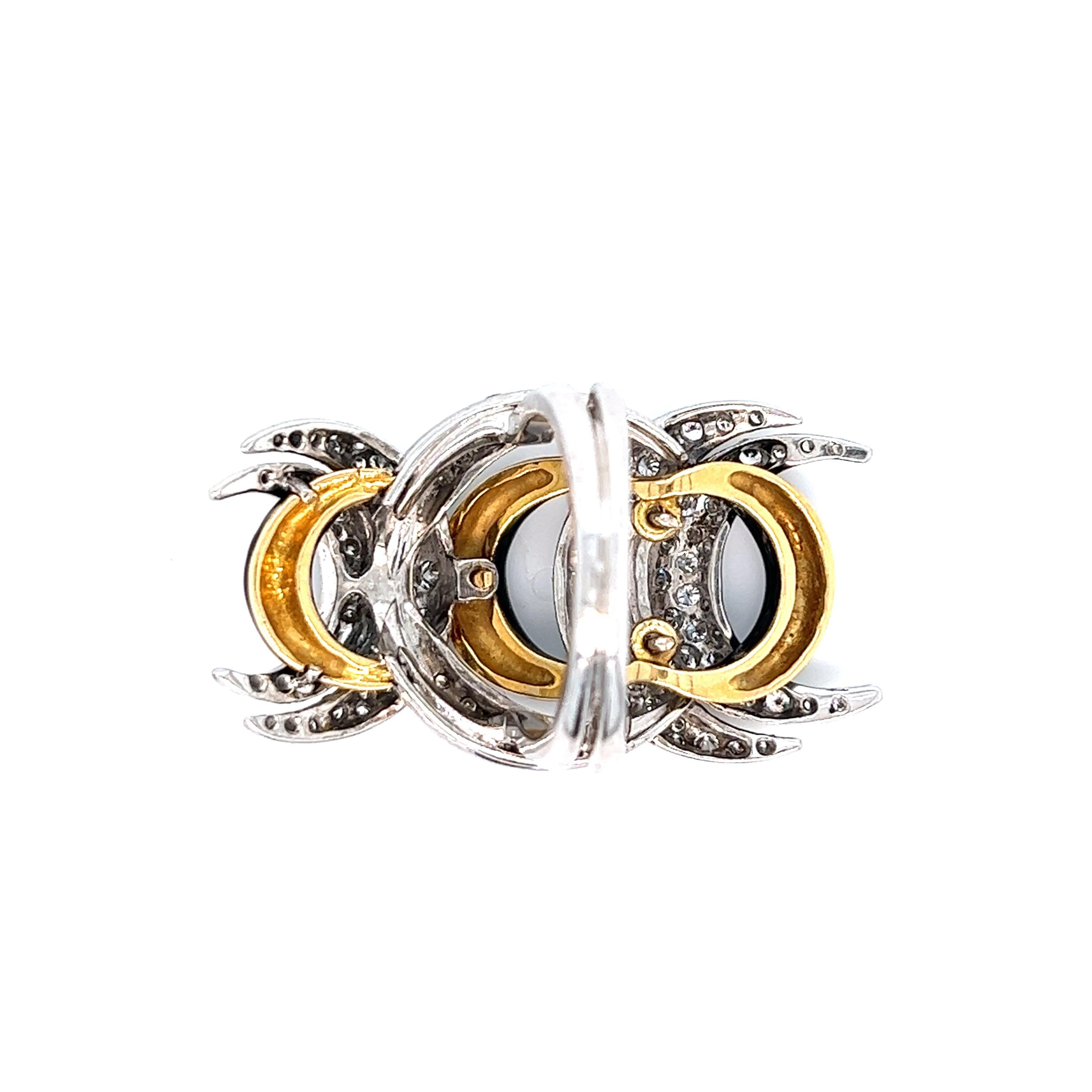Cartier Crescent Moons Diamant-Ring aus schwarzem Onyx im Angebot 1