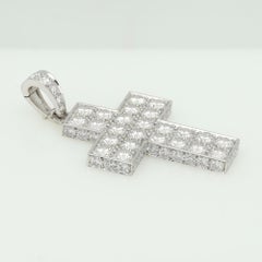 Cartier Diamond Cross Pendant 18k White Gold