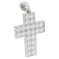 Cartier Diamond Cross Pendant 18k White Gold