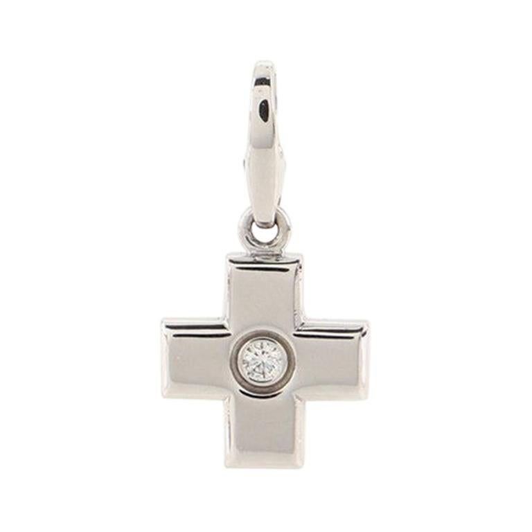 Collier Pendentif Croix En Or Blanc 18 Carats Avec Diamant Naturel 0.40 Ct F/VS - Neuf Avec étiquettes