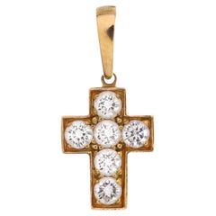 Cartier Pendentifs à breloques et breloques croix en or jaune 18 carats avec diamants