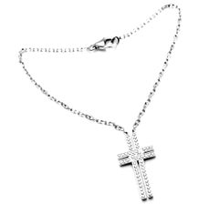 Cartier Cross Diamond Charm Link White Gold Bracelet