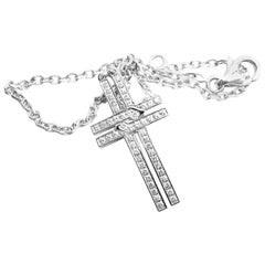 Cartier Cross Diamond Charm Link White Gold Bracelet