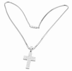 Cartier Cross Diamond White Gold Pendant Link Necklace