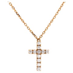 Cartier Cross Pendant Necklace 18k Rose Gold with Diamonds