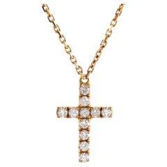 Cartier Cross Pendant Necklace 18K Rose Gold with Diamonds