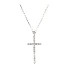 Cartier Cross Pendant Necklace 18k White Gold and Diamonds Large