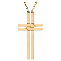 Cartier Cross Pendant Necklace 18K Yellow Gold