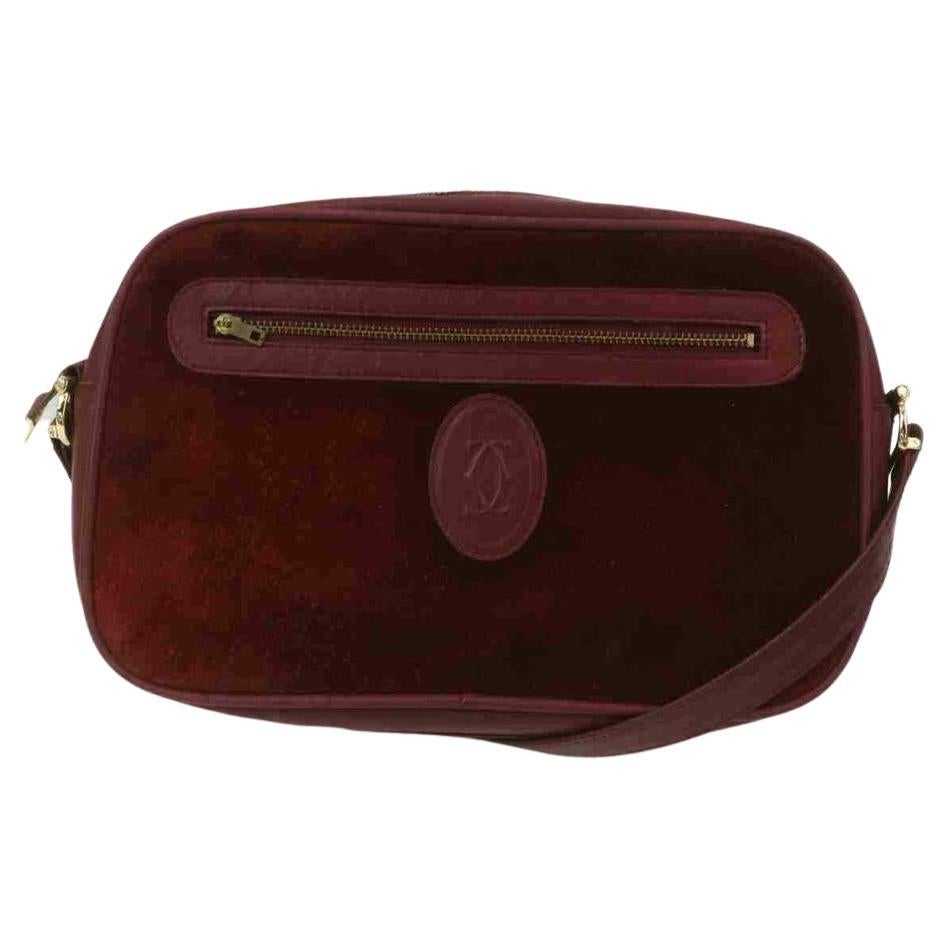 Cartier Crossbody 860030 Bordeaux Suede Leather Shoulder Bag
