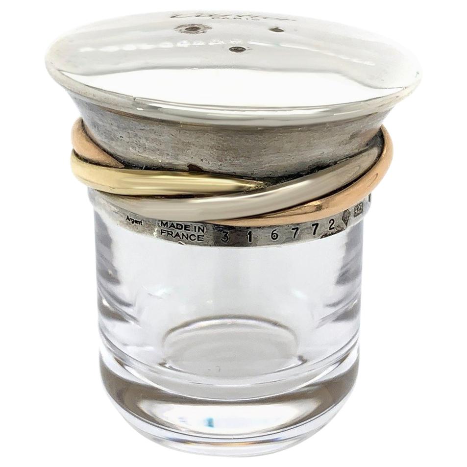 Salero y Pimentero Cartier con Cubierta de Cristal y Plata en venta