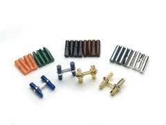 Cartier Cufflink Set, with Multiple Gemstone Batons, circa 1960