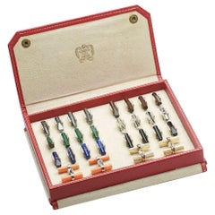 Vintage Cartier Cufflink Set, with Multiple Gemstone Batons, circa 1960