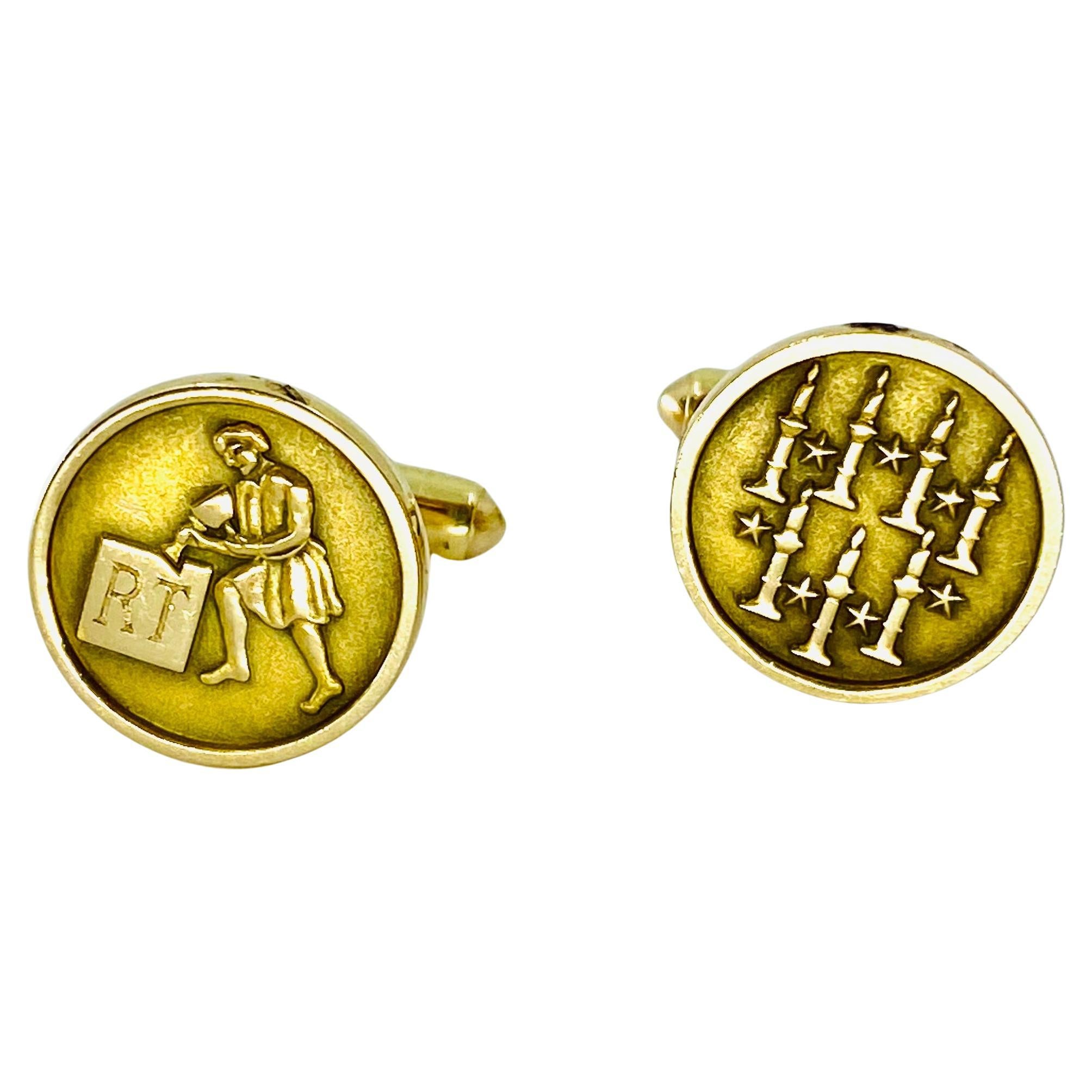 Cartier Cufflinks 14k Gold Vintage In Excellent Condition For Sale In Beverly Hills, CA