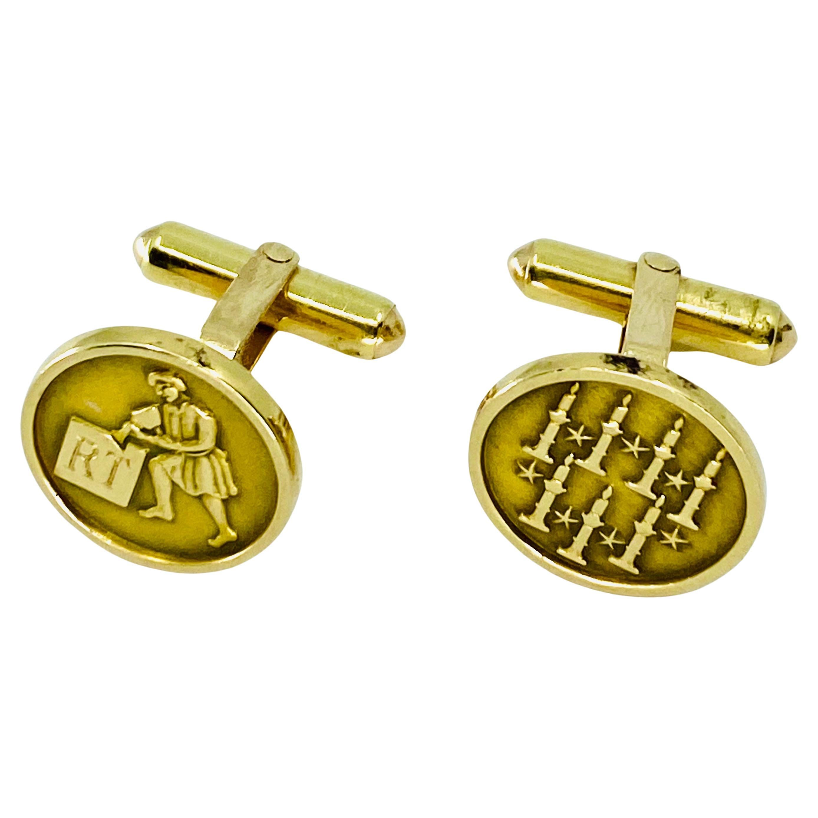 Cartier Cufflinks 14k Gold Vintage For Sale