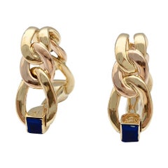 Cartier Cufflinks "Etrier" Collection Set with Sapphires